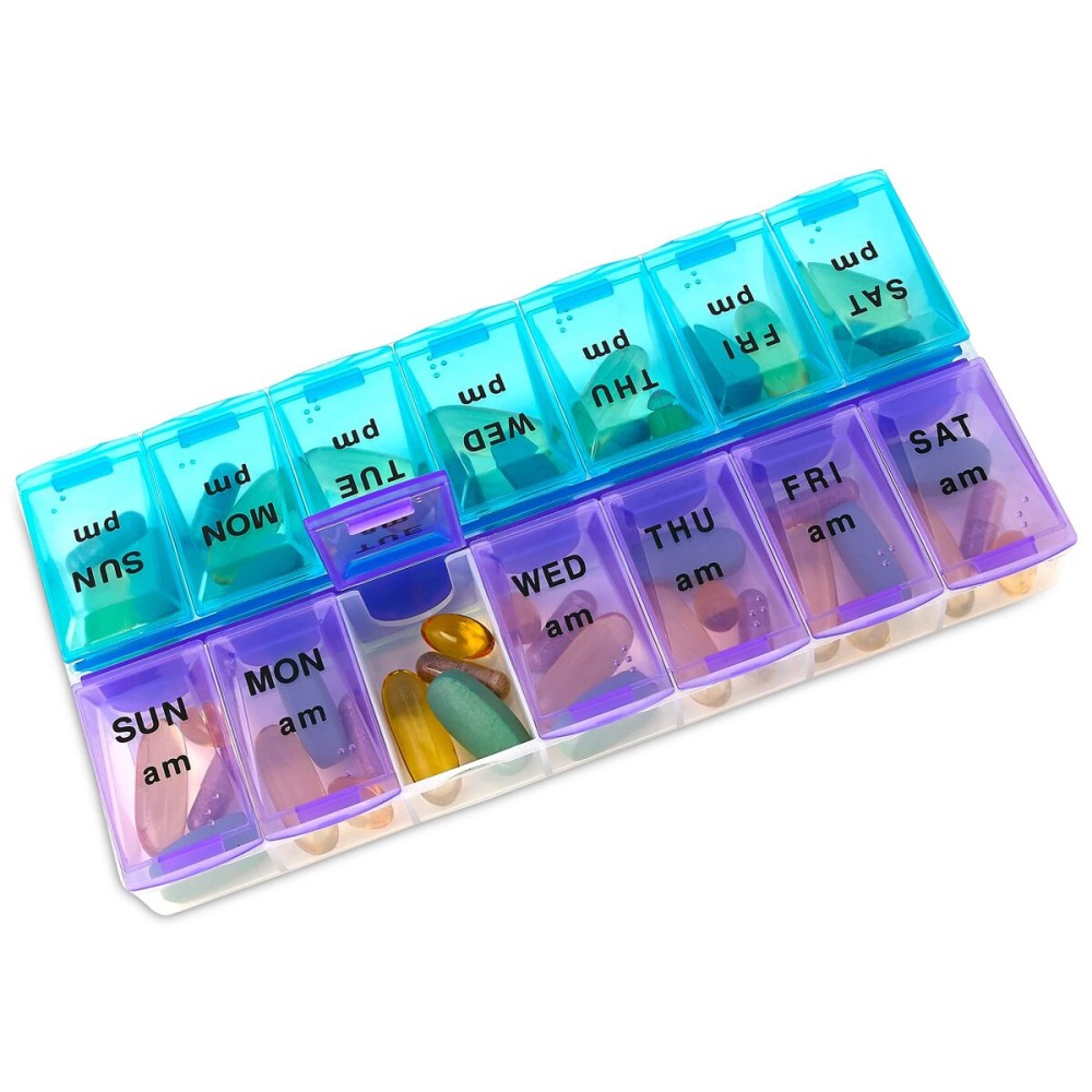 MEDca Pill Organizers - Small Pill Organizer with Weekly and Daily 2-Times-A-Day Compartments for AM/PM - BPA-Free, Portable and Travel Friendly Pill Boxes Case
