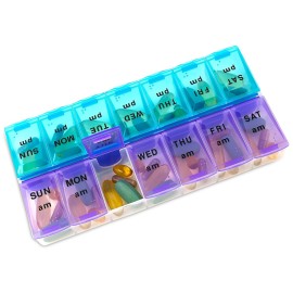 MEDca Pill Organizers - Small Pill Organizer with Weekly and Daily 2-Times-A-Day Compartments for AM/PM - BPA-Free, Portable and Travel Friendly Pill Boxes Case