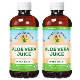 Lily Of The Desert Organic Aloe Vera Juice 2-Pack - Inner Fillet, Natural Gut & Digestive Support, Stomach Relief, 32 Fl Oz Ea