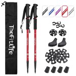 TheFitLife Nordic Walking Trekking Poles - 2 Packs with Antishock and Quick Lock System, Telescopic, Collapsible, Ultralight for Hiking, Camping, Mountaining, Backpacking, Walking, Trekking (Red)