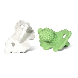 RaZbaby RaZberry Silicone Teether Pacifier - Teething Relief for Infants, Food-Grade, BPA-Free, Hands-Free, Natural Berrybumps Fruit Texture for Sensory Development, Freezable, 2-Pack - Green & White