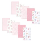 Hudson Baby Unisex Baby Cotton Flannel Burp Cloths, Pastel Butterfly, One Size