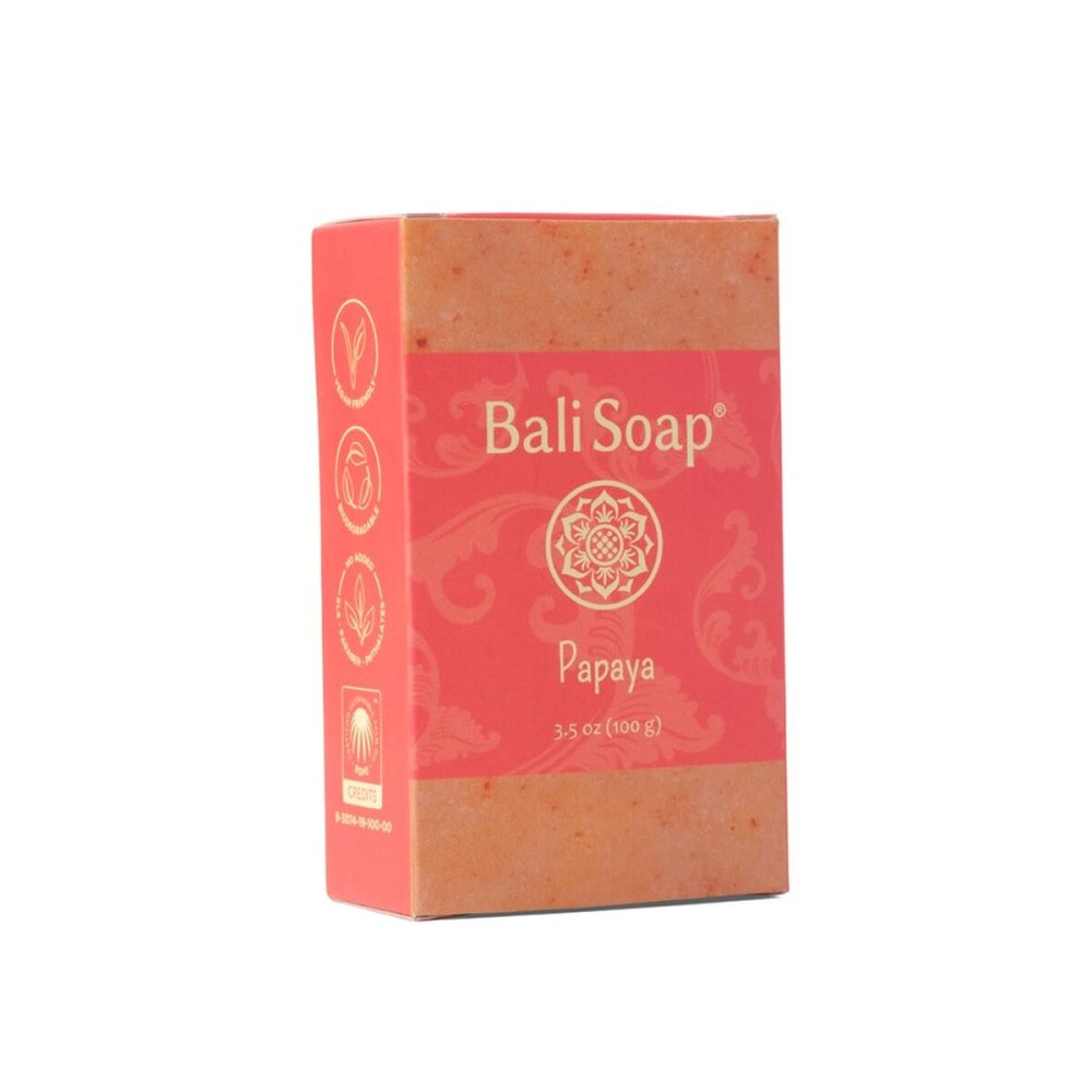 Bali Soap - Papaya Natural Soap Bar for Men & Women - Vegan, Handmade, Exfoliating - 3 Pack, 3.5 Oz each