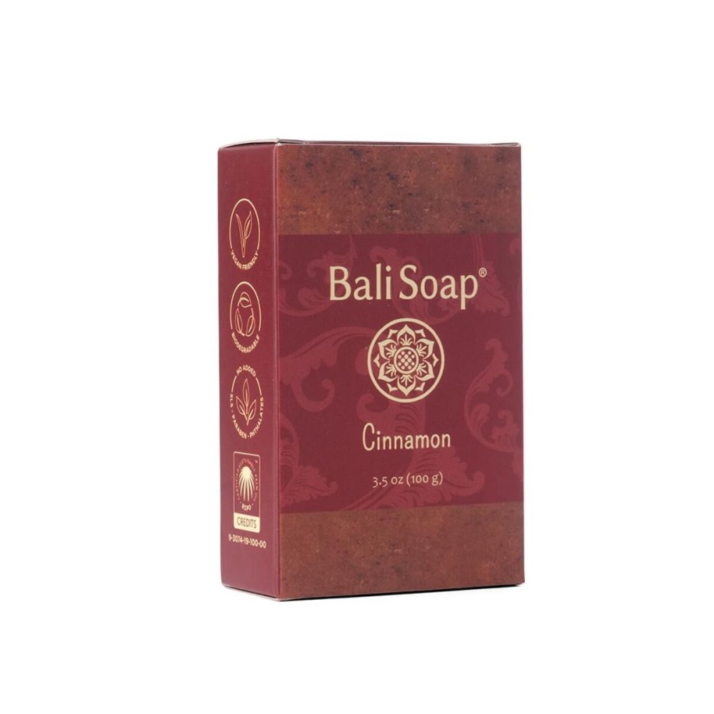 Bali Soap - Cinnamon Natural Bar for Men & Women - Bath, Body and Face Care - Vegan, Handmade, Exfoliating - 3 Pack, 3.5 Oz each