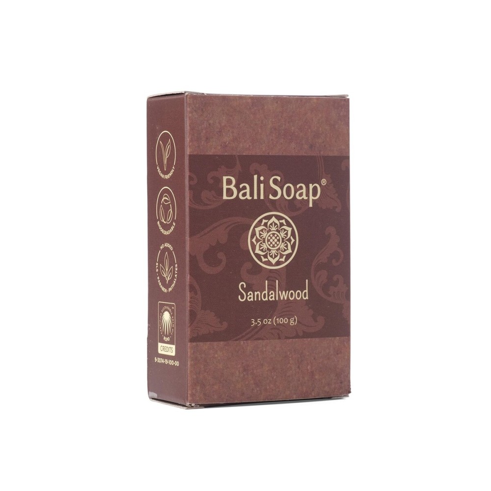 Bali Soap - Sandalwood Natural Soap Bar for Men & Women - Vegan, Handmade, Exfoliating Soap - 6 Pack, 3.5 Oz each