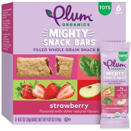 Plum Organics Mighty Snack Bars - Strawberry - 0.67 oz Bars (Pack of 6) - Organic Fruit and Vegetable Toddler Food Snack Bars