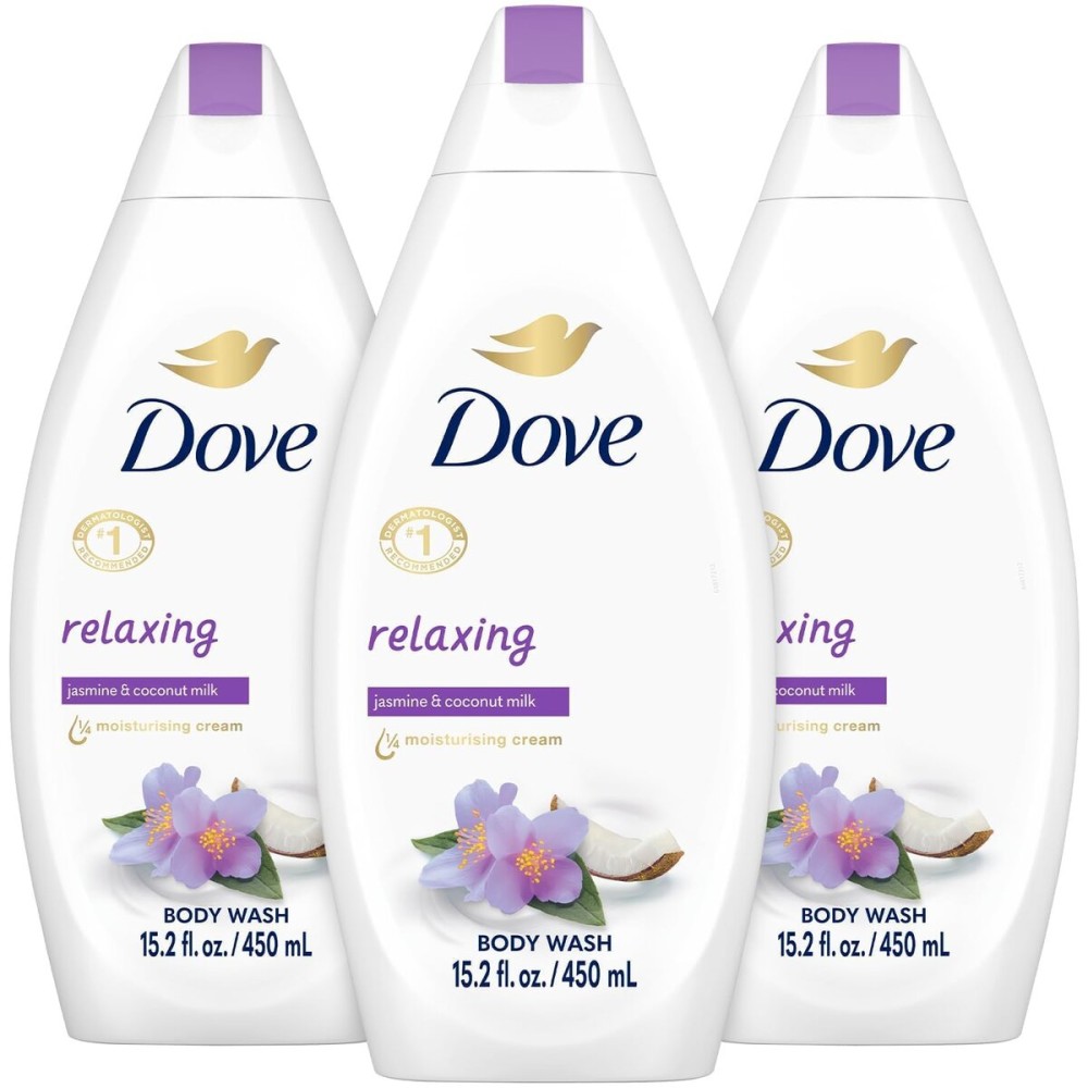Dove Body Wash Relaxing 3-Pack - Jasmine & Coconut Milk for Softer, Smoother Skin, 15.2 Oz Ea