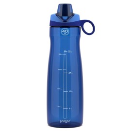Pogo BPA-Free Plastic Water Bottle with Chug Lid, 40 Oz, Blue