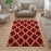 Ottomanson Hallway Runner Rug 1\'10 x 7\' Non Slip Trellis Area Rugs Easy to Clean Laundry Rug Runner Durable & Pet Friendly Floor Carpet Runners for Hallways Entryway Living Room Kitchen Bathroom, Red
