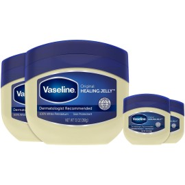 Vaseline Petroleum Jelly 2-Size Variety 4-Pack - Hypoallergenic Skin Protectant, Unscented Healing Ointment for Beauty & Personal Care