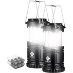 Etekcity Lantern Camping Essentials Lights, Led Flashlight for Power Outages, Survival Gear and Supplies for Emergency, Hurricane Preparedness Items , Battery Operated Lamp, 2 Pack, Black