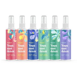 ASUTRA Yoga Mat Cleaner Spray Variety Pack (All Scents), 4 fl oz (Pack of 6) - No Slippery Residue, Organic Essential Oils, Deep-Cleansing for Fitness Gear & Gym Equipment, Microfiber Towels Included