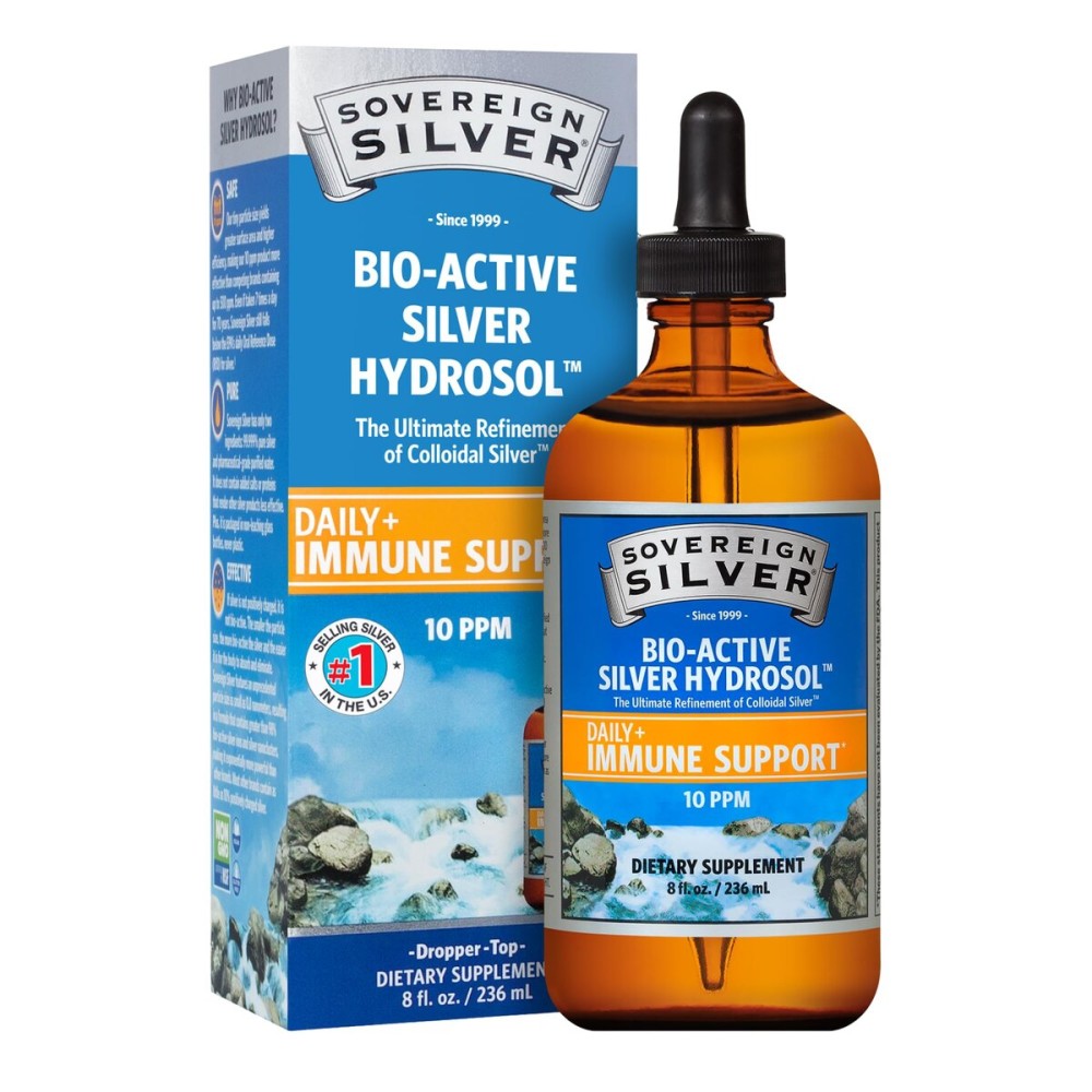 Sovereign Silver Immune Support - Colloidal Silver, Bio-Active Silver Hydrosol, 10 ppm, Liquid Dropper, 8 Fl Oz, (236 mL)