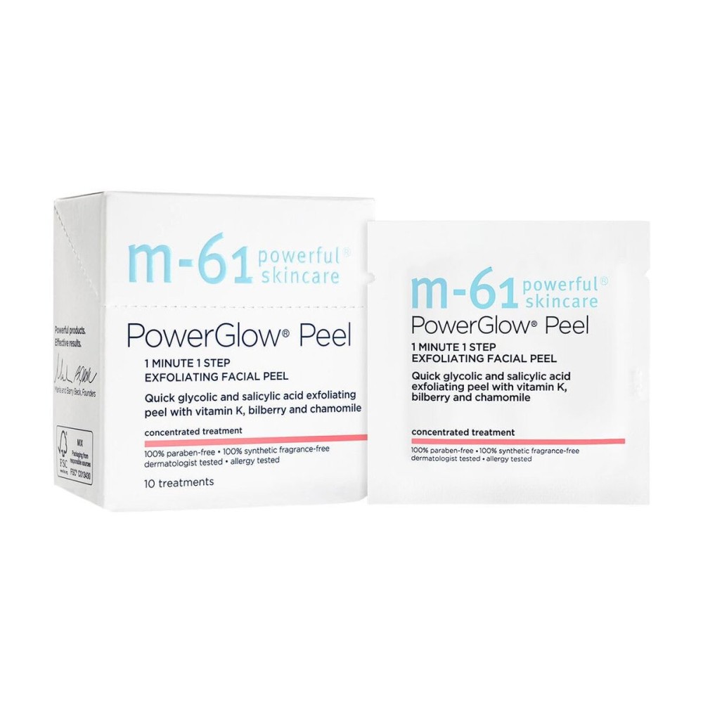 m-61 PowerGlow Peel | Exfoliating Facial Peel With Glycolic, Salicylic Acid. 1 Minute, 1 Step - 10 Treatments