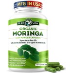PURA VIDA MORINGA Capsules Single Origin Moringa Powder Organic. Pure Moringa Leaf. Energy, Metabolism, & Immune Support. 120ct. 500mg Caps.