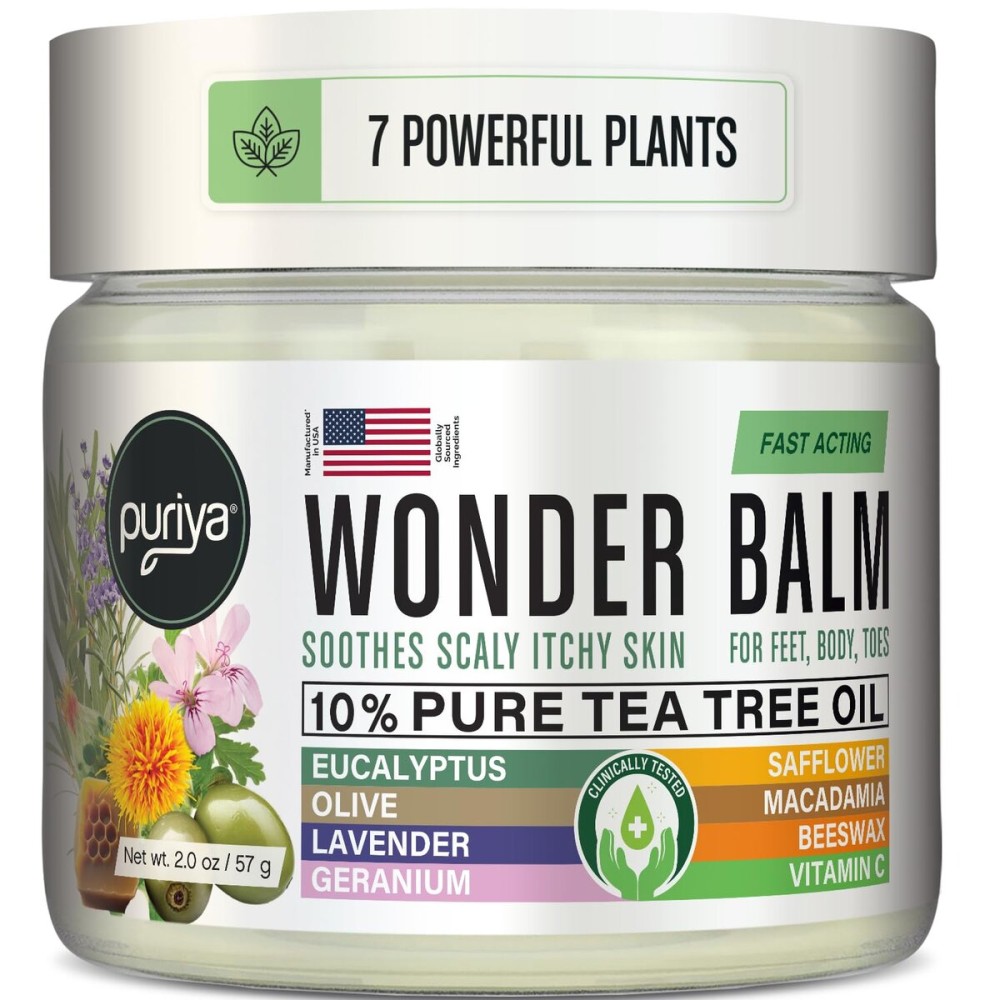 Tea Tree Oil Balm, Extra Strength, Pair Well with Jock Itch Cream, Spray, Athletes Foot, Ringworm Cream for Human, Rash Cream, Fast Acting for Dry, Itchy Skin, Plant Powered Wonder Balm