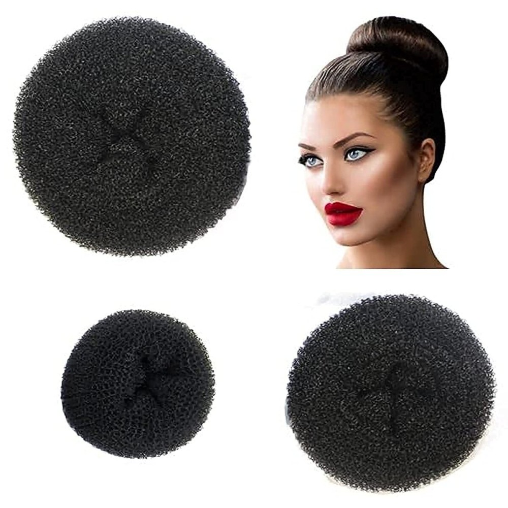 Styla Hair Donut Bun Maker - Easy Styling of Ballet & Sock Buns for Kids (3pc Black)