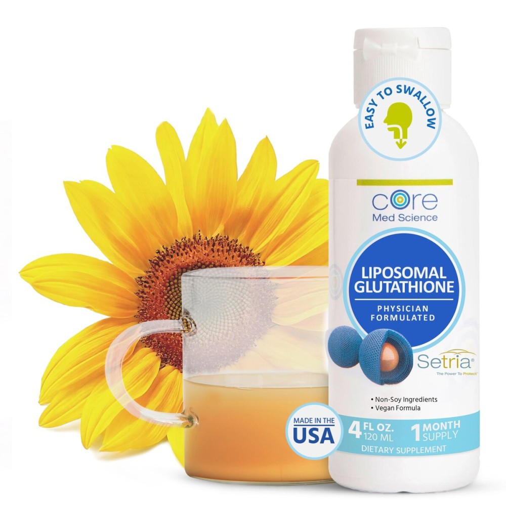 Core Med Science Liposomal Glutathione Liquid Supplement (500mg, 4 Fl Oz) - Pure Reduced Setria with Phospholipid Complex - Antioxidant Supplement for Energy, Brain Health, Skin & Liver Health