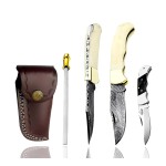 Best.Buy.Damascus1 Damascus knife - Pocket Folding Knife - Blue Wood Handel - damascus Knife - Damascus Pocket knife - Knife for Men - Knives - Good For Camping Hunting knife men - Mens Gift (Camel)