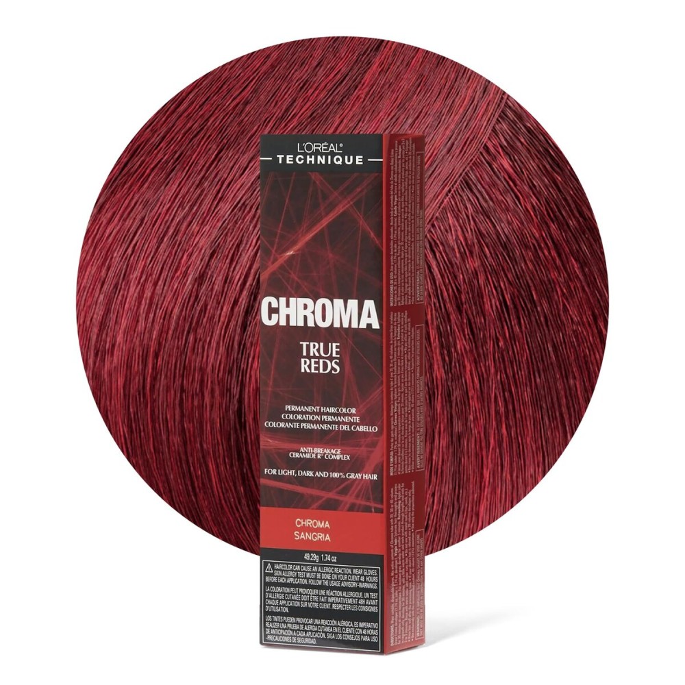 L\'OREAL TECHNIQUE Chroma True Reds Permanent Hair Color - Red Dye For Long-Lasting Color, For Light, Dark and Gray Hair, Sangria