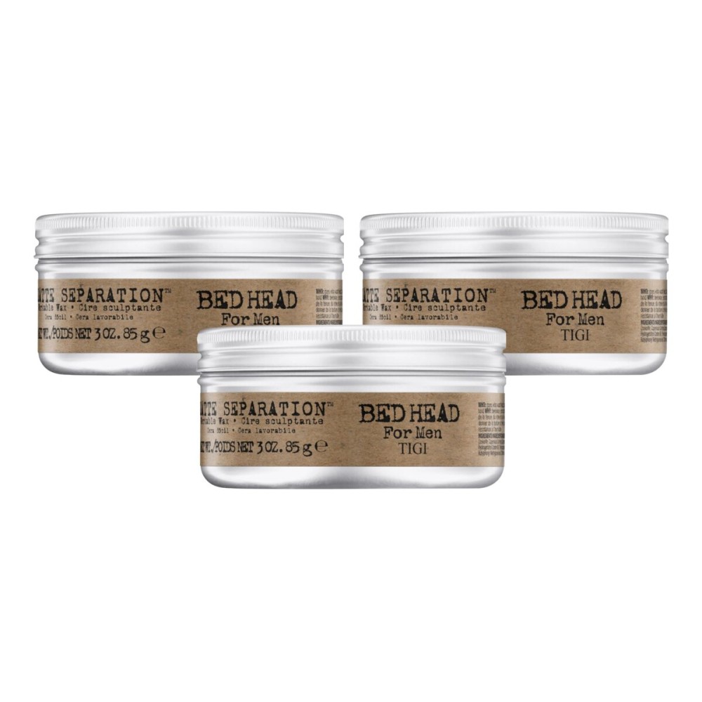 TIGI Bed Head for Men Matte Separation Workable Wax - Use for Strong Hold - For Men\'s Hairstyles - Use on Damp or Dry Hair - Premium Strong Hold Hair Wax - 3 oz (3 Pack)