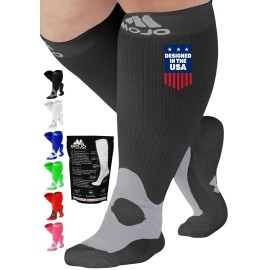 Mojo Compression Socks for Women and Men 20-30mmHg Knee High - Opaque Medical Compression Knee High for Varicose Veins Circulation, Bariatric, Swelling, Lymphedema - Grey, Small - A601