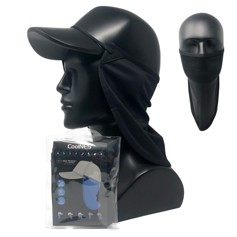 CoolNES - UV Sun Protection Neck Drape Adjustable Multifunctional 2 in 1 Face Covering for Outdoor Fishing - Unisex Black