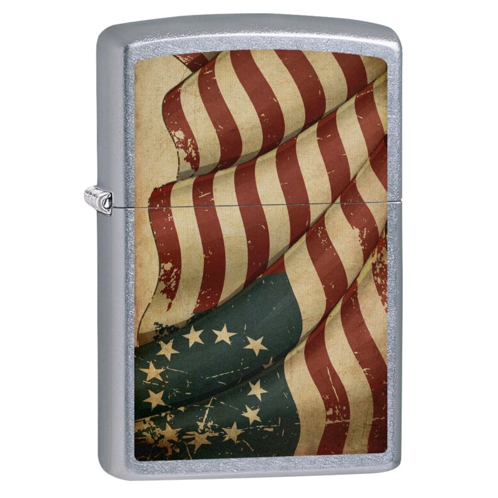 Zippo Lighter: 1776 American Flag - Street Chrome 76128