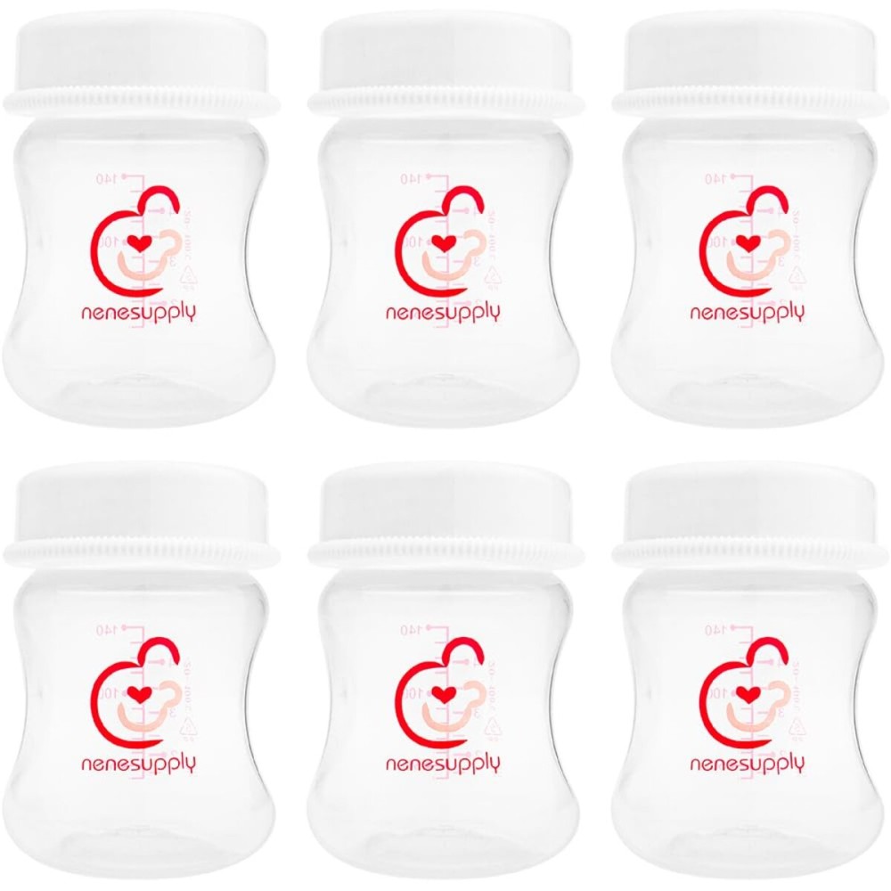 Nenesupply 4.7oz 6pc Wide Neck Breastmilk Storage Bottles Breast Pump Bottles Use on Pumping with Spectra S1 S2 Synergy Gold Breast Pumps Collection Replace Spectra Bottles for Pumping Wide Mouth