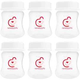 Nenesupply 4.7oz 6pc Wide Neck Breastmilk Storage Bottles Breast Pump Bottles Use on Pumping with Spectra S1 S2 Synergy Gold Breast Pumps Collection Replace Spectra Bottles for Pumping Wide Mouth