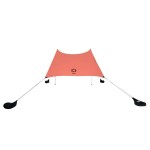 Neso Portable Beach Tent Sun Shelter with Sand Anchor - Lightweight Beach Shade Canopy - Easy Setup for Family Outings - Patented Reinforced Corners - UPF 50+ Sun Protection - 7 x 7ft - Coral