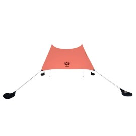 Neso Portable Beach Tent Sun Shelter with Sand Anchor - Lightweight Beach Shade Canopy - Easy Setup for Family Outings - Patented Reinforced Corners - UPF 50+ Sun Protection - 7 x 7ft - Coral