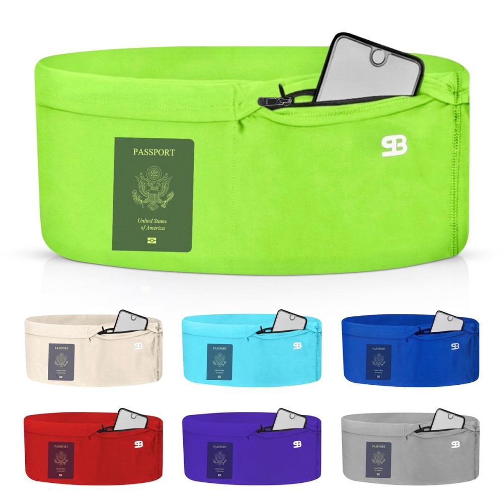 StashBandz Travel Money Belt - Running Belt, Fanny Pack, Waist Pack with Security Pockets and Zipper - Fits All Size Phones, Passport & More - Unisex