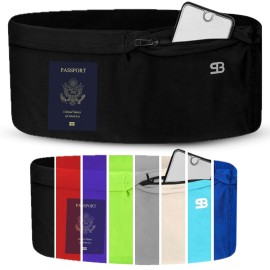 StashBandz Running Belt for Women and Men - Premium No Bounce Spandex for Phone and Essentials - Flip Belt Style Waist Pack with 4 Secure Pockets