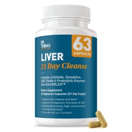 Dr. Tobias Liver 21 Day Cleanse, Herbal Liver Detox Cleanse with Milk Thistle, Dandelion Root & Artichoke Extract, Supports Liver Health & Digestion, 63 Vegetarian Capsules (63 Count (Pack of 1))