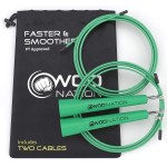 WOD Nation Adjustable Speed Jump Rope - Custom Length for Home Gym Equipment - Speed Rope for Double Unders & Cardio Exercise - Versatile for Boxing, MMA & Home Gym Accessories - Green Steel