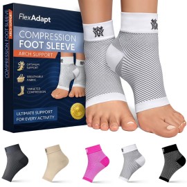 Compression Socks for Plantar Fasciitis & Achilles Tendonitis Relief - Pair of Ankle Compression Sleeves for Foot Swelling, Heel Spurs, Pain & Fatigue - Comfortable Arch Support Brace for Daily Use (White, X-Large)