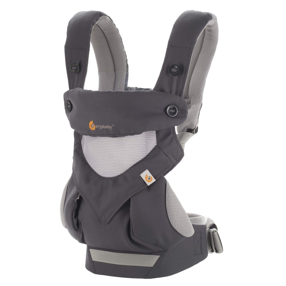 Ergobaby 360 All-Position Baby Carrier with Lumbar Support (12lbs - 45lbs) - Premium Cotton Toddler Carrier - Soft Air Mesh Fabric - Carbon Grey