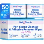 Safe n\' Simple Adhesive Remover for Skin - 5x7 50 Wipes - Stoma Adhesive Remover Wipes - Alcohol Free Wipes for Sensitive Skin - No Sting Adhesive Remover Wipes