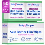 Safe n\' Simple Skin Barrier Wipe with Alcohol - 50 Individually Packaged Wipes 2x2 - Ostomy Sterile Skin Prep Pads - Skin Barrier Film Wipes for Ostomy - Alcohol Stoma Barrier Prep Pads