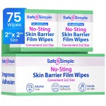 Safe n\' Simple No Sting Skin Prep Wipes - 75 Individual 2 x 2 Ostomy Barrier Film Wipes - Skin Prep Protective Wipes - Bandage Medical for Skin