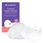 Lansinoh Contact Nipple Shields for Nursing Mothers, Ultra-Thin Soft & Flexible Medical-Grade Silicone Shields for Sensitive Nipples and Latch-On Support, (1 inch or 24mm), with Case, 2 Count