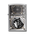 Zippo Wolf & Indian Dream Catcher Lighter, Brushed Chrome, 0415