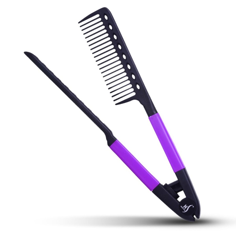 Herstyler Hair Straightening Comb - Straightener Comb for Flat Iron - Makes Styling Easy - Get Straight Hair in Minutes (Purple)