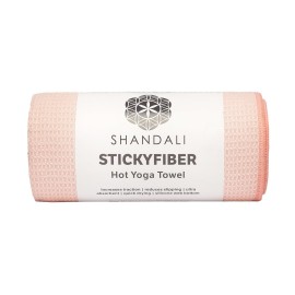 Shandali Hot Yoga Towel - Stickyfiber Yoga Towel - Mat-Sized, Microfiber, Silicone Backed, Super Absorbent, Anti-Slip, 24 x 72 - Bikram Yoga - Exercise, Fitness, Pilates - Sakura Pink
