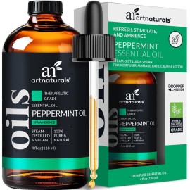 artnaturals Peppermint Essential Oil (4.0 Fl Oz / 118ml) - 100% Pure Undiluted Premium Therapeutic Grade Mentha Peperita - Fresh Mint for Hair Growth and Skin - Aromatherapy Oil for Diffuser