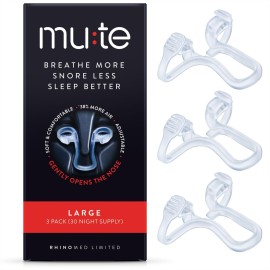 Mute Nasal Dilator Snoring Solution | Large 3 Pack | Snore Less & Sleep Better | Nasal Strip Alternative | Comfortable Breathing Aids for Better Sleep & Improved Airflow
