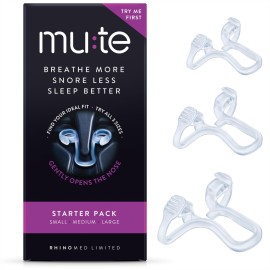 Rhinomed Mute Nasal Dilator Snoring Solution | Starter Pack | Snore Less & Sleep Better | Nasal Strip Alternative | Comfortable Breathing Aids for Better Sleep & Improved Airflow