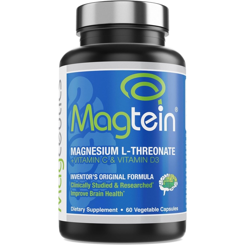 Magtein - Magnesium L-Threonate Supplement, Memory, Focus, Sleep & Brain Health Formula for Men & Women, Cognitive Support for Adults, Clinically Researched - 60 Veg Capsules