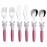 Exzact Children Flatware Pink Rabbit 6pcs Stainless Steel, Kids Silverware Toddler Utensils - BPA Free, Dishwasher Safe, 24M+